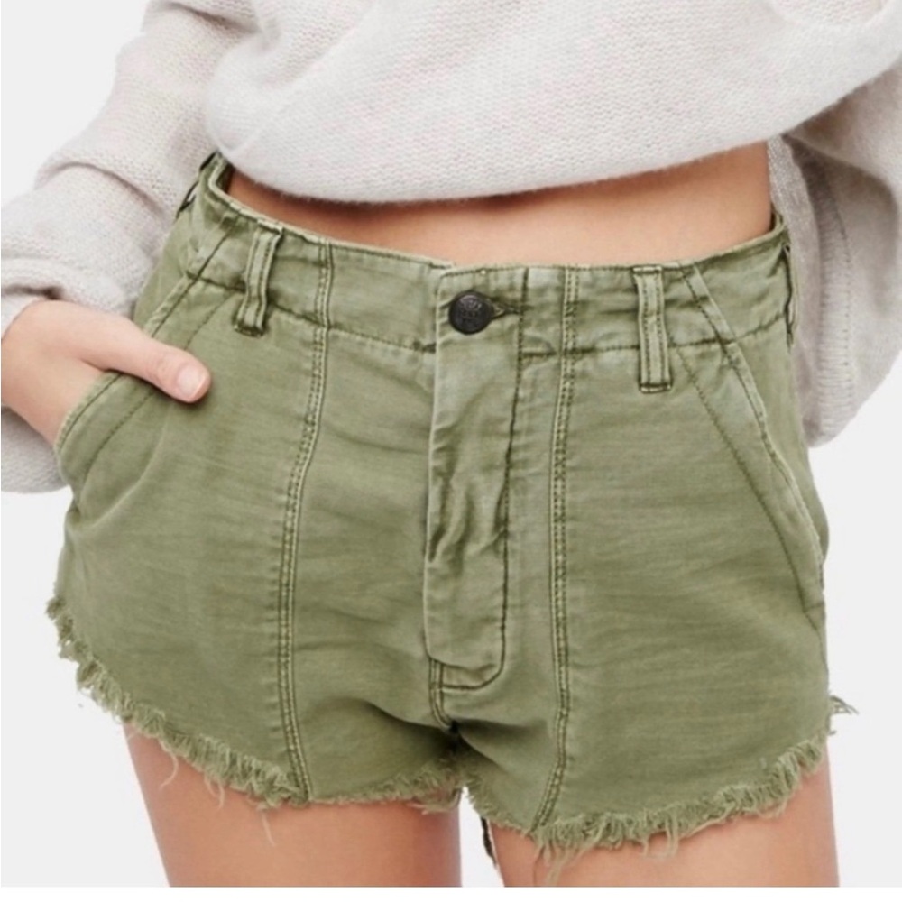 Free People Raw and Patched Standoff denim short